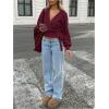 image:imageMakeMeChic Womens Cropped Sweaters Spring Wrap Sweater V Neck Tie Front Long Sleeve Knit TopsBurgundy
