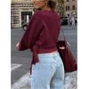 image:imageMakeMeChic Womens Cropped Sweaters Spring Wrap Sweater V Neck Tie Front Long Sleeve Knit TopsBurgundy