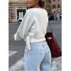 image:imageMakeMeChic Womens Cropped Sweaters Spring Wrap Sweater V Neck Tie Front Long Sleeve Knit TopsLight Grey