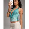 image:imageMakeMeChic Womens Deep V Cowl Neck Tops Going Out Crop Halter TopsMulticolor