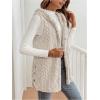 image:imageMakeMeChic Womens Fall Faux Fur Vest Outerwear Hooded Sleeveless Button Down Furry CoatApricot