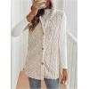 image:imageMakeMeChic Womens Fall Faux Fur Vest Outerwear Hooded Sleeveless Button Down Furry CoatApricot