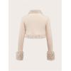 image:imageMakeMeChic Womens Faux Fur Open Front Coat Valentines Fuzzy Long Sleeve Crop Jacket OuterwearApricot