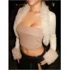 image:imageMakeMeChic Womens Faux Fur Open Front Coat Valentines Fuzzy Long Sleeve Crop Jacket OuterwearBeige