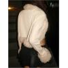image:imageMakeMeChic Womens Faux Fur Open Front Coat Valentines Fuzzy Long Sleeve Crop Jacket OuterwearBeige