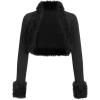 image:imageMakeMeChic Womens Faux Fur Open Front Coat Valentines Fuzzy Long Sleeve Crop Jacket OuterwearBlack