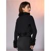 image:imageMakeMeChic Womens Faux Fur Open Front Coat Valentines Fuzzy Long Sleeve Crop Jacket OuterwearBlack