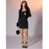 image:imageMakeMeChic Womens Faux Fur Open Front Coat Valentines Fuzzy Long Sleeve Crop Jacket OuterwearBlue