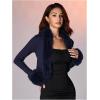 image:imageMakeMeChic Womens Faux Fur Open Front Coat Valentines Fuzzy Long Sleeve Crop Jacket OuterwearBlue a