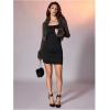 image:imageMakeMeChic Womens Faux Fur Open Front Coat Valentines Fuzzy Long Sleeve Crop Jacket OuterwearCoffee Brown