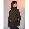 image:imageMakeMeChic Womens Faux Fur Open Front Coat Valentines Fuzzy Long Sleeve Crop Jacket OuterwearCoffee Brown