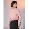 image:imageMakeMeChic Womens Faux Fur Open Front Coat Valentines Fuzzy Long Sleeve Crop Jacket OuterwearPink