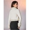image:imageMakeMeChic Womens Faux Fur Open Front Coat Valentines Fuzzy Long Sleeve Crop Jacket OuterwearWhite