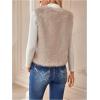 image:imageMakeMeChic Womens Faux Fur Vest Tops Fuzzy Sleeveless Fur Jacket Coat OuterwearApricot
