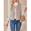 image:imageMakeMeChic Womens Faux Fur Vest Tops Fuzzy Sleeveless Fur Jacket Coat OuterwearApricot