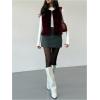 image:imageMakeMeChic Womens Faux Fur Vest Tops Fuzzy Sleeveless Fur Jacket Coat OuterwearBurgundy