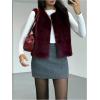 image:imageMakeMeChic Womens Faux Fur Vest Tops Fuzzy Sleeveless Fur Jacket Coat OuterwearBurgundy