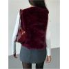 image:imageMakeMeChic Womens Faux Fur Vest Tops Fuzzy Sleeveless Fur Jacket Coat OuterwearBurgundy