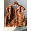 image:imageMakeMeChic Womens Faux Fur Vest Tops Fuzzy Sleeveless Fur Jacket Coat OuterwearLeopard Brown