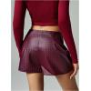 image:imageMakeMeChic Womens Faux Leather Mini Skirt Low Waist Bodycon Party Skirts ShortsBurgundy