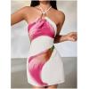 image:imageMakeMeChic Womens Floral Halter Backless Cocktail Dress Ring Sleeveless Fall Mini DressesWhite