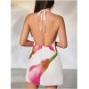 image:imageMakeMeChic Womens Floral Halter Backless Cocktail Dress Ring Sleeveless Fall Mini DressesWhite