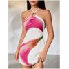 image:imageMakeMeChic Womens Floral Halter Backless Cocktail Dress Ring Sleeveless Fall Mini DressesWhite