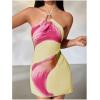 image:imageMakeMeChic Womens Floral Halter Backless Cocktail Dress Ring Sleeveless Fall Mini DressesYellow