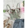 image:imageMakeMeChic Womens Floral Mesh Corset Sheer Top Spaghetti Strap Going Out TopsMulticolor