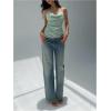 image:imageMakeMeChic Womens Floral Sequin Tops Y2K Beaded Draped Sleeveless Open Back Mesh Tank TopsMint Green