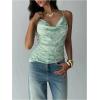 image:imageMakeMeChic Womens Floral Sequin Tops Y2K Beaded Draped Sleeveless Open Back Mesh Tank TopsMint Green