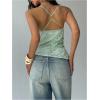 image:imageMakeMeChic Womens Floral Sequin Tops Y2K Beaded Draped Sleeveless Open Back Mesh Tank TopsMint Green