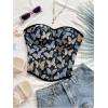 image:imageMakeMeChic Womens Floral Strapless Corset Top Vintage Lace Up Bustier Going Out TopBlack