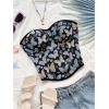image:imageMakeMeChic Womens Floral Strapless Corset Top Vintage Lace Up Bustier Going Out TopBlack