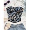 image:imageMakeMeChic Womens Floral Strapless Corset Top Vintage Lace Up Bustier Going Out TopBlack