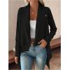 image:imageMakeMeChic Womens Fringe Trim Wrap Cardigan Boho Poncho Sweater Draped Knitted Long Sleeve OuterwearBlack