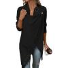 image:imageMakeMeChic Womens Fringe Trim Wrap Cardigan Boho Poncho Sweater Draped Knitted Long Sleeve OuterwearBlack