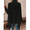 image:imageMakeMeChic Womens Fringe Trim Wrap Cardigan Boho Poncho Sweater Draped Knitted Long Sleeve OuterwearBlack