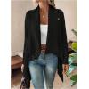 image:imageMakeMeChic Womens Fringe Trim Wrap Cardigan Boho Poncho Sweater Draped Knitted Long Sleeve OuterwearBlack