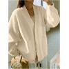 image:imageMakeMeChic Womens Fuzzy Cardigan Sweaters Button Down Long Sleeve V Neck Knit Furry Oversized SweaterKhaki