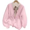 image:imageMakeMeChic Womens Fuzzy Cardigan Sweaters Button Down Long Sleeve V Neck Knit Furry Oversized SweaterPink