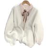 image:imageMakeMeChic Womens Fuzzy Cardigan Sweaters Button Down Long Sleeve V Neck Knit Furry Oversized SweaterWhite