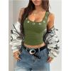 image:imageMakeMeChic Womens Grommet Eyelet Tank Top Grunge Sleeveless Punk Y2K Crop TopsArmy Green