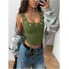 image:imageMakeMeChic Womens Grommet Eyelet Tank Top Grunge Sleeveless Punk Y2K Crop TopsArmy Green