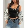 image:imageMakeMeChic Womens Grommet Eyelet Tank Top Grunge Sleeveless Punk Y2K Crop TopsBlack