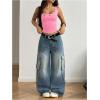 image:imageMakeMeChic Womens Grommet Eyelet Tank Top Grunge Sleeveless Punk Y2K Crop TopsPink