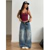 image:imageMakeMeChic Womens Grommet Eyelet Tank Top Grunge Sleeveless Punk Y2K Crop TopsRed
