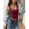image:imageMakeMeChic Womens Grommet Eyelet Tank Top Grunge Sleeveless Punk Y2K Crop TopsRed