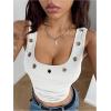 image:imageMakeMeChic Womens Grommet Eyelet Tank Top Grunge Sleeveless Punk Y2K Crop TopsWhite