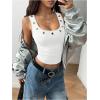 image:imageMakeMeChic Womens Grommet Eyelet Tank Top Grunge Sleeveless Punk Y2K Crop TopsWhite